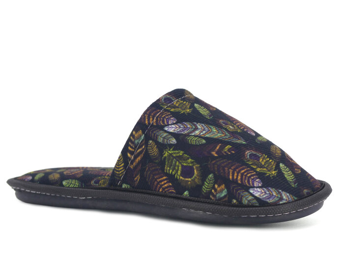 Auris Zenne Kadife Çanak Terlik Siyah - Yeşil - Auris