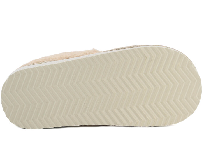 Auris Zenne Kürklü Gondol Ev Terliği Bej - 3