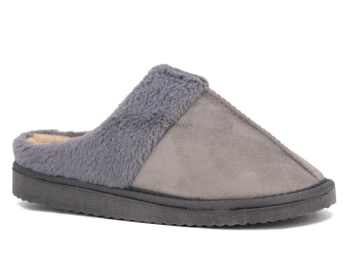 Auris Zenne Kürklü Gondol Ev Terliği Gri - Auris