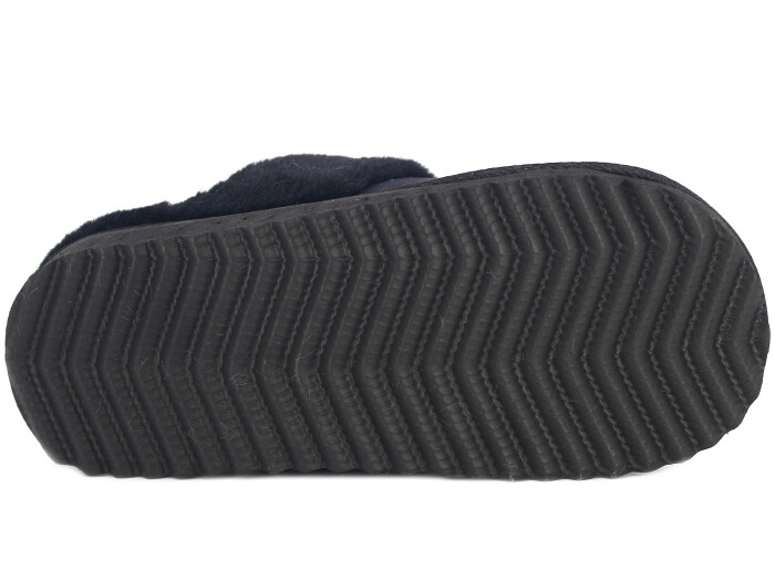 Auris Zenne Kürklü Gondol Ev Terliği Siyah - 3