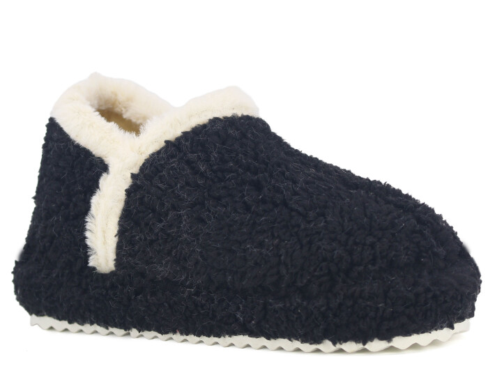 Auris Zenne Peluş FL Ev Ayakkabısı Siyah - Auris