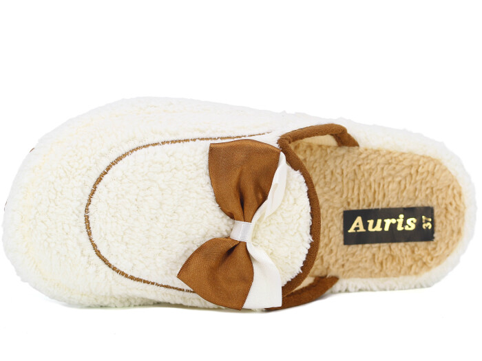 Auris Zenne PW Fiyonklu Peluş Ev Terliği Beyaz - Auris (1)