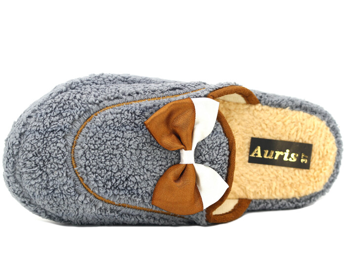 Auris Zenne PW Fiyonklu Peluş Ev Terliği Gri - Auris (1)