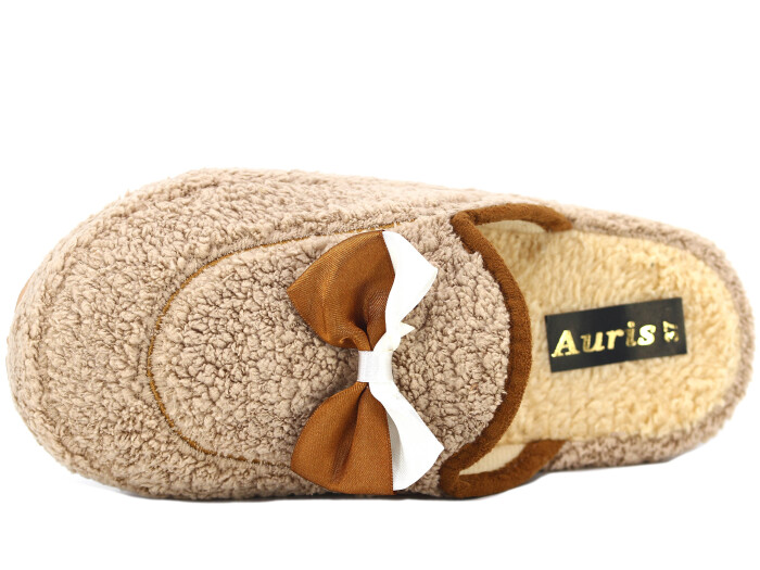 Auris Zenne PW Fiyonklu Peluş Ev Terliği Kahve - 2
