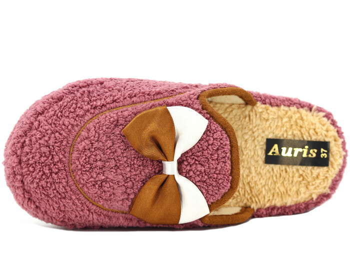 Auris Zenne PW Fiyonklu Peluş Ev Terliği Mor - 2
