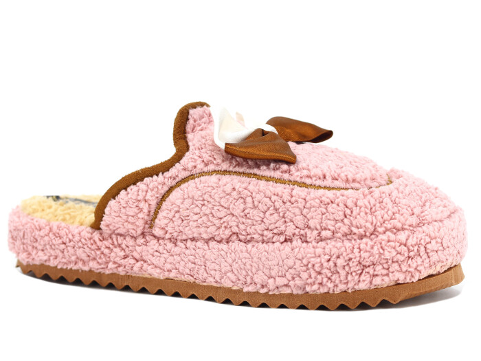 Auris Zenne PW Fiyonklu Peluş Ev Terliği Pembe - 1