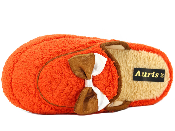 Auris Zenne PW Fiyonklu Peluş Ev Terliği Turuncu - Auris (1)