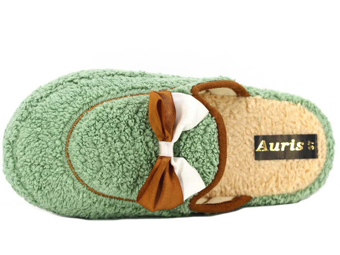 Auris Zenne PW Fiyonklu Peluş Ev Terliği Yeşil - 2