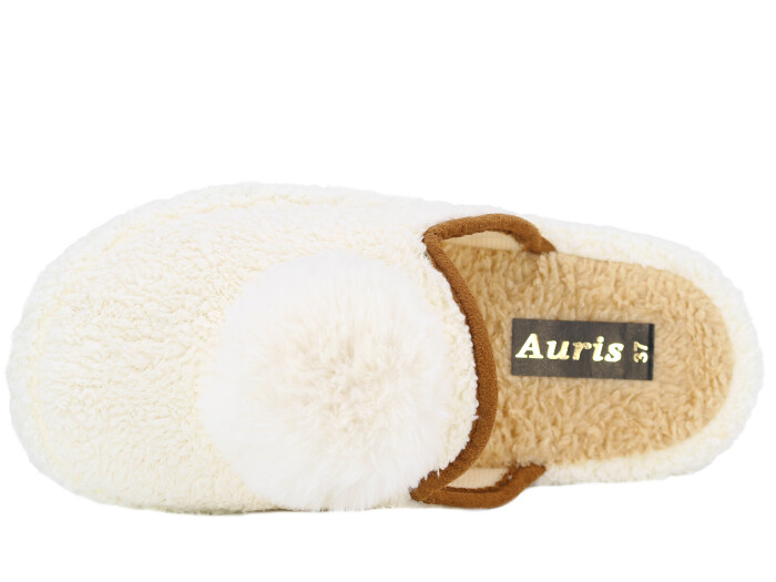 Auris Zenne PW Ponpon Peluş Ev Terliği Beyaz - 2