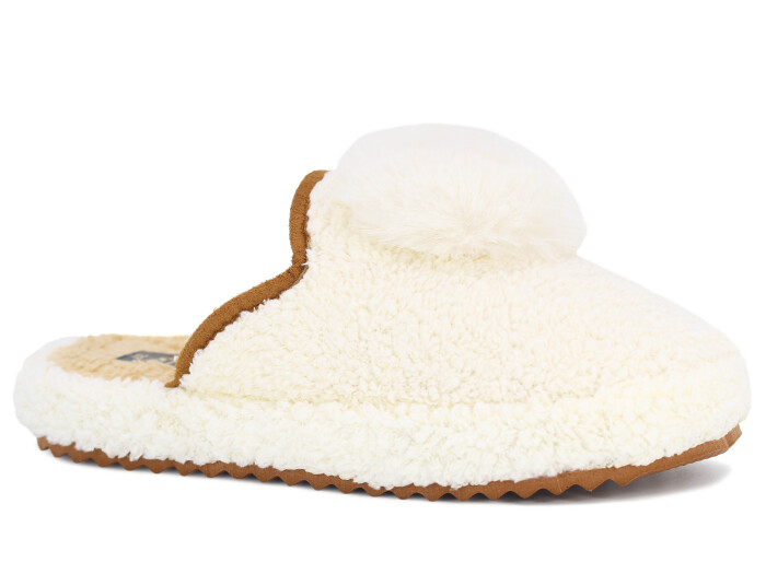 Auris Zenne PW Ponpon Peluş Ev Terliği Beyaz - 1