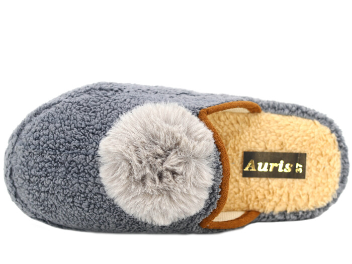 Auris Zenne PW Ponpon Peluş Ev Terliği Gri - Auris (1)