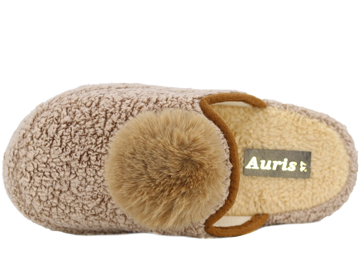 Auris Zenne PW Ponpon Peluş Ev Terliği Kahve - 2