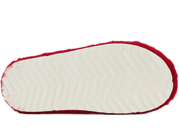 Auris Zenne PW Ponpon Peluş Ev Terliği Kırmızı - Beyaz - 3