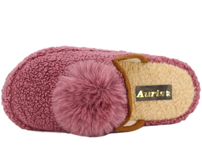 Auris Zenne PW Ponpon Peluş Ev Terliği Mor - 2