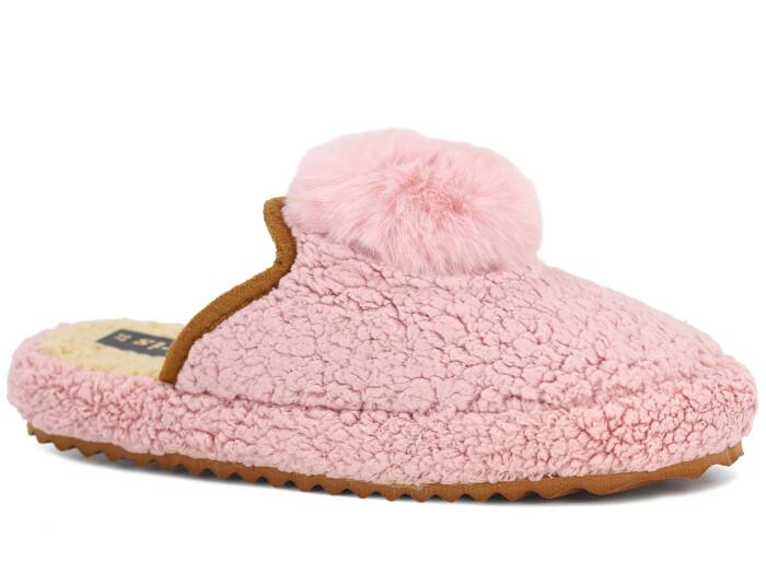 Auris Zenne PW Ponpon Peluş Ev Terliği Pembe - 1