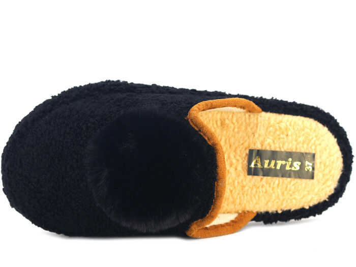 Auris Zenne PW Ponpon Peluş Ev Terliği Siyah - 2