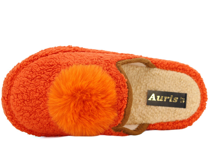 Auris Zenne PW Ponpon Peluş Ev Terliği Turuncu - 2