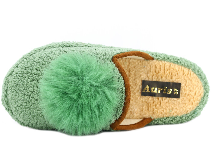 Auris Zenne PW Ponpon Peluş Ev Terliği Yeşil - Auris (1)