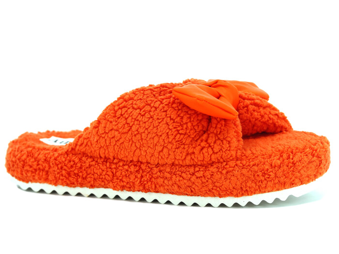 Auris Zenne ŞK Fiyonklu Kışlık Açık Ev Terliği Turuncu - Auris