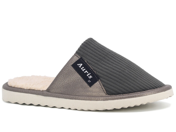 Auris Zenne SM Kadife Deri Ev Terliği Gri 