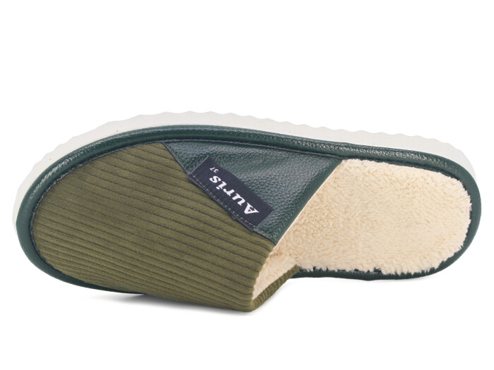 Auris Zenne SM Kadife Deri Ev Terliği Haki - Auris (1)