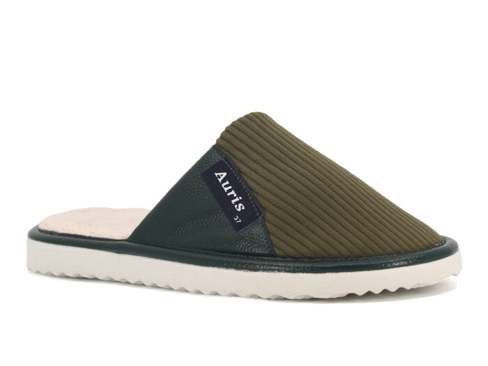 Auris Zenne SM Kadife Deri Ev Terliği Haki 