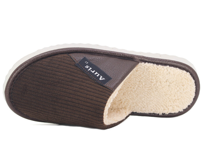 Auris Zenne SM Kadife Deri Ev Terliği Kahve - 2