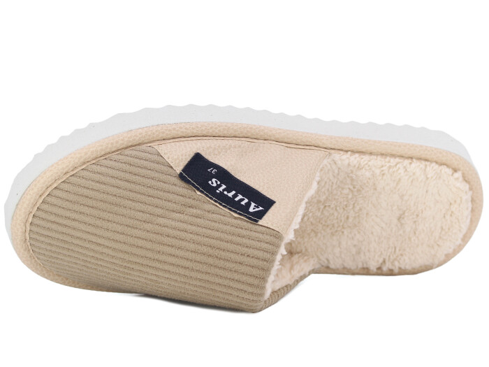 Auris Zenne SM Kadife Deri Ev Terliği Krem - 2