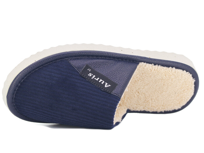 Auris Zenne SM Kadife Deri Ev Terliği Lacivert - Auris (1)