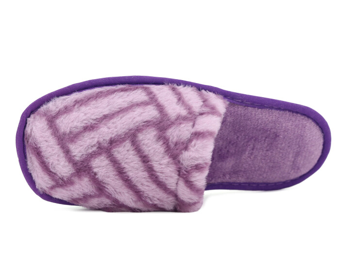 Auris Zenne Tavşan Tüylü Ev Terliği Çizgili Lila - Auris (1)