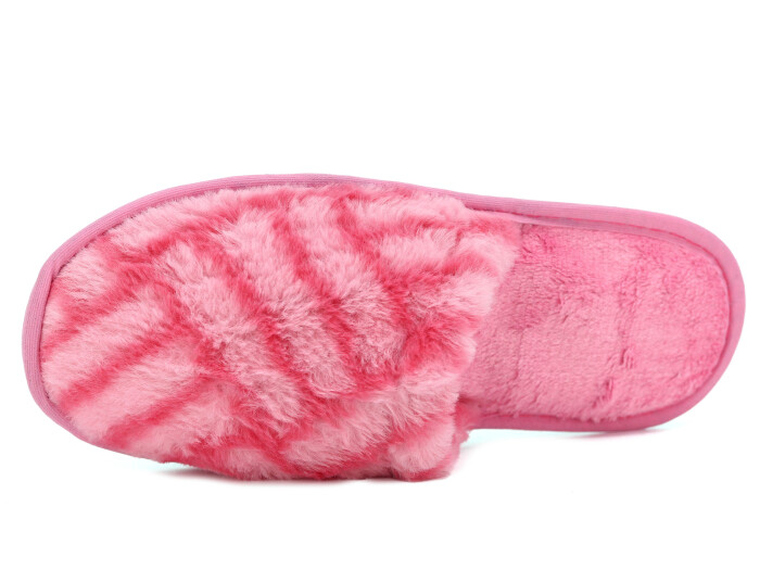 Auris Zenne Tavşan Tüylü Ev Terliği Çizgili Pudra - Auris (1)