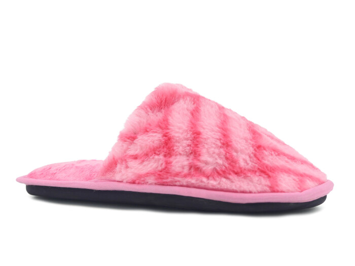 Auris Zenne Tavşan Tüylü Ev Terliği Çizgili Pudra - Auris