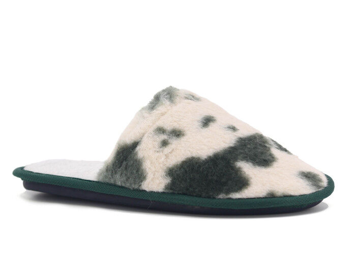 Auris Zenne Tavşan Tüylü Ev Terliği Dalmaçyalı Haki - Auris