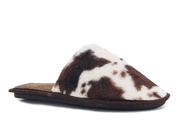 Auris Zenne Tavşan Tüylü Ev Terliği Dalmaçyalı Kahve - Auris