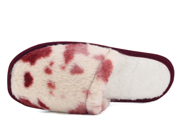 Auris Zenne Tavşan Tüylü Ev Terliği Dalmaçyalı Kırmızı - Auris (1)