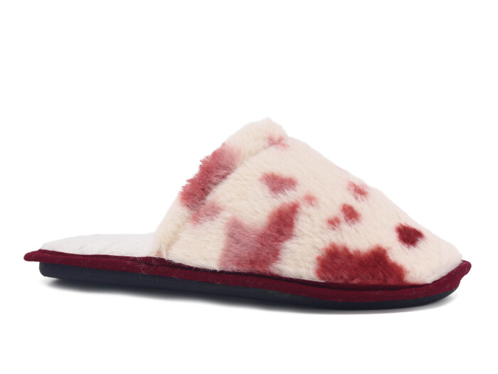 Auris Zenne Tavşan Tüylü Ev Terliği Dalmaçyalı Kırmızı - Auris