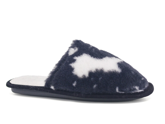 Auris Zenne Tavşan Tüylü Ev Terliği Dalmaçyalı Siyah - Auris