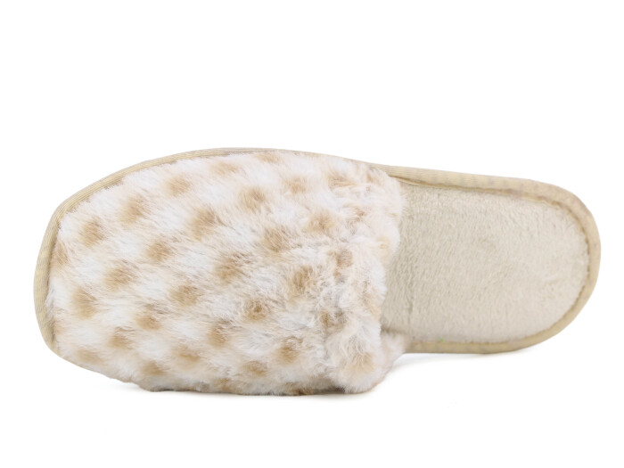 Auris Zenne Tavşan Tüylü Ev Terliği Ekose Bej - Auris (1)