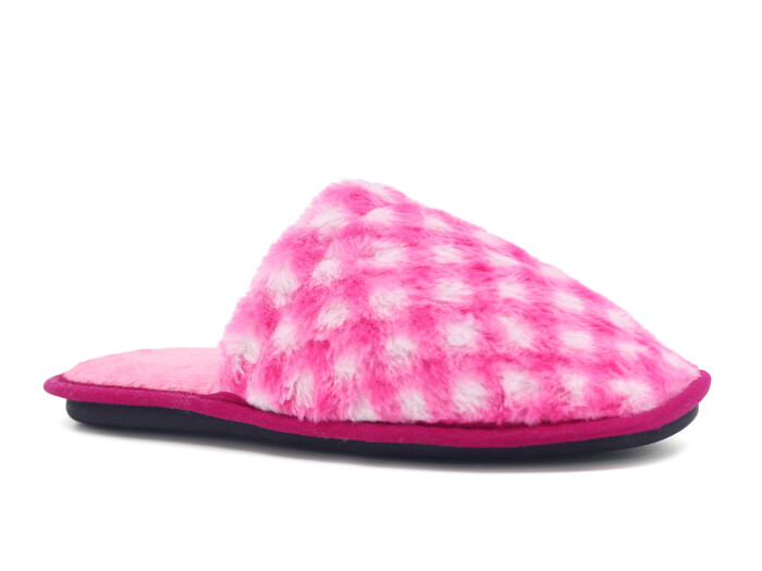 Auris Zenne Tavşan Tüylü Ev Terliği Ekose Fuşya - Auris