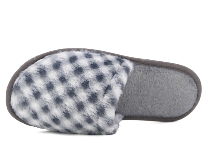 Auris Zenne Tavşan Tüylü Ev Terliği Ekose Gri - Auris (1)