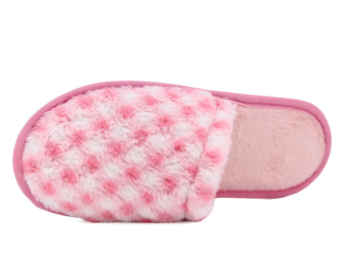 Auris Zenne Tavşan Tüylü Ev Terliği Ekose Pembe - Auris (1)