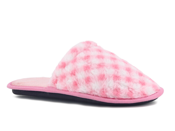 Auris Zenne Tavşan Tüylü Ev Terliği Ekose Pembe - Auris