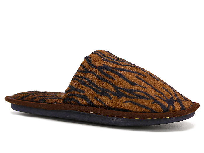 Auris Zenne Tavşan Tüylü Ev Terliği Leopar Kahve - 1