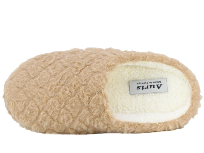 Auris Zenne Termo Taban Baklava Desen Kapalı Gondol Ev Terliği Camel - 2