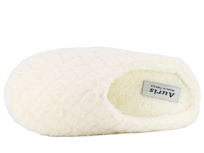 Auris Zenne Termo Taban Baklava Desen Kapalı Gondol Ev Terliği Ekru - 2