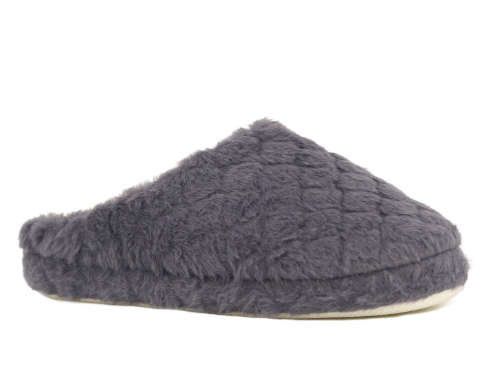 Auris Zenne Termo Taban Baklava Desen Kapalı Gondol Ev Terliği Gri - 1