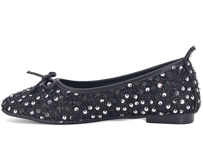 Aybar Zenne Pul-Gümüş Babet Ayakkabı Siyah - 2