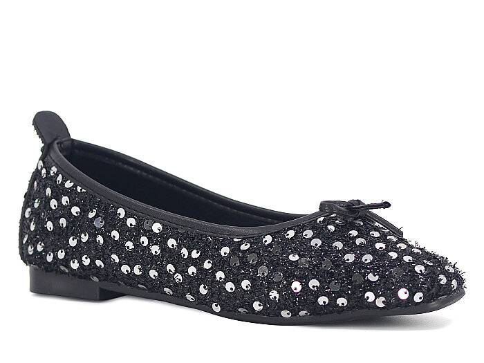 Aybar Zenne Pul-Gümüş Babet Ayakkabı Siyah - 1