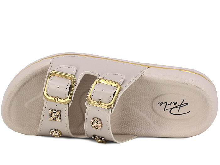 Ayder Zenne 4100 Parla Çift Toka Kutulu Günlük Terlik Krem - Ayder (1)