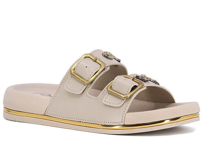 Ayder Zenne 4100 Parla Çift Toka Kutulu Günlük Terlik Krem - Ayder